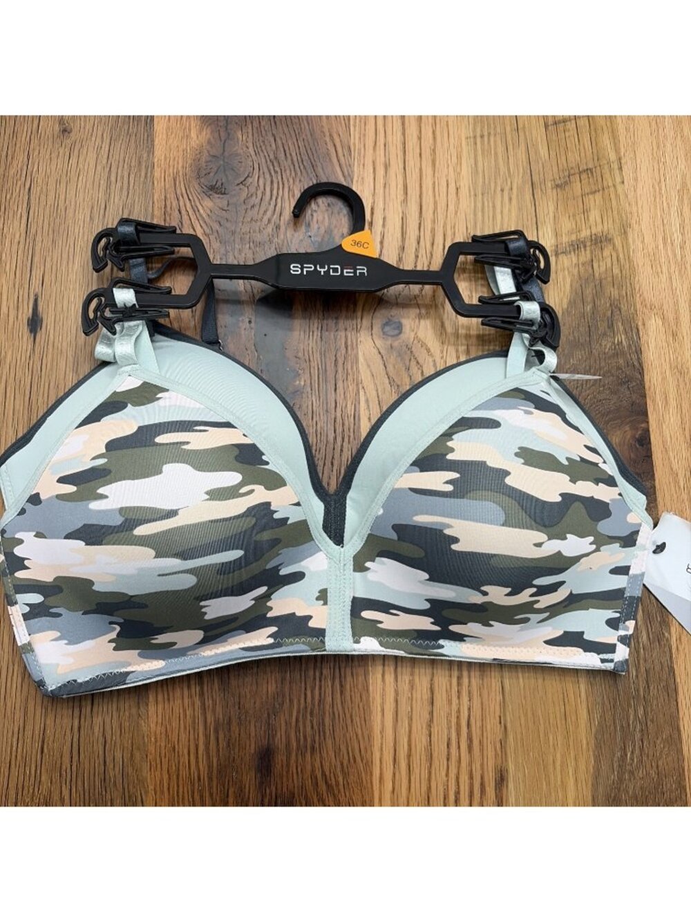 Spyder Intimates 2 Pack Soft Camo Sage Bra Set Wire Free 36C New
